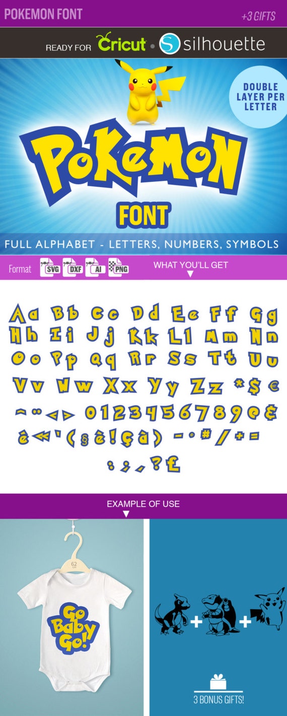 Download POKEMON FONT SVG Alphabet svg dxf Cutting Files for Vinyl