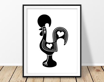 Portuguese rooster print, Galo de Barcelos, Digital prints, Portugal 