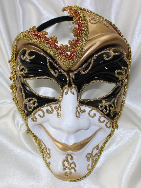 Mens Stunning Venetian Full Face Joker Jester Masquerade Mask