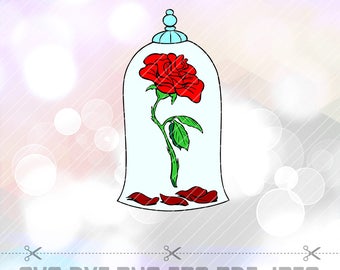 Beauty and the Beast Rose SVG DXF Layered Cut File Cricut Designs Silhouette Party Supply Decorations Vinyl Decal Heat Transfer file Iron on