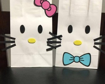 HELLO KITTY Birthday Party (Set of 12) Favors/ Bags/ Goodie/ Goody/ Loot/ Candy/ Treats/ Supplies/ Decorations/ Fiesta/ Gifts