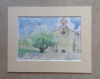 Saint Quenin at Vaison Chapel of St. Quenin Chapel original watercolor, original watercolor painting