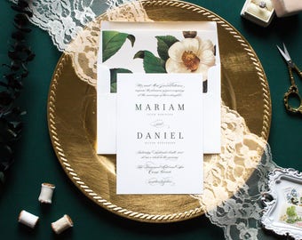 Greenery Wedding Invitation Greenery, Magnolia Wedding Invitation Floral, Floral Wedding Invitation Cards, ELEGANCE SUITE
