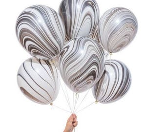 Marble Balloons, Black and White Latex Balloons, Black and white marble balloons, latex balloons, party balloon, modern balloons,