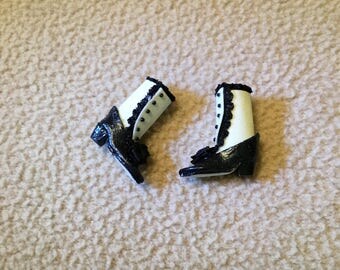 Victorian black and white higtop boots 1/12 scale