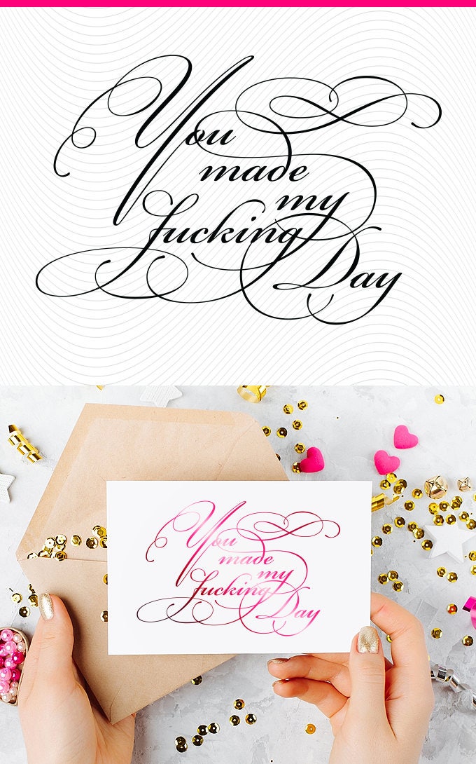 Download SVG You Made My Day Calligraphy Greeting Card Design. Print or