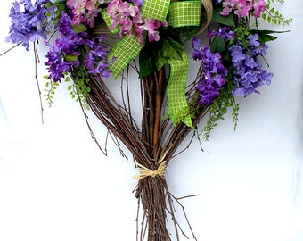 Lilac Wreath, Heart Wreath for front door, Spring wreath, summer Wreath, wreathe