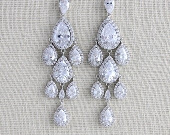 Crystal Bridal earrings, Wedding earrings, Wedding jewelry, Bridesmaid earrings, Chandelier earrings, Statement earrings, Teardrop earrings