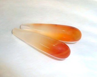 2 pcs, 8x30mm, Beautiful Carnelian Elongated Smooth Teardrop Briolette