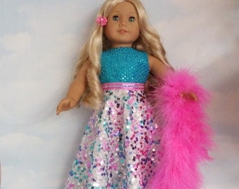 Last One! - 18 inch doll clothes - #228 Rainbow Sequin Gown handmade to fit the American Girl Doll - FREE SHIPPING