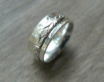 Sterling silver spinner ring worry ring fidget ring anxiety ring rolling ring sterling silver ring silver spinning ring