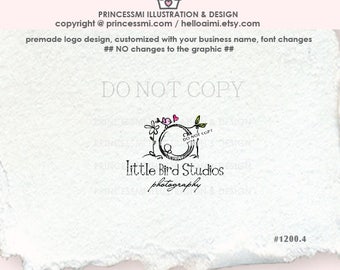 1200-4 photography logo, camera logo, Premade Logo Design, sketch digital camera, little bird ,flower photographer, watermark, business card
