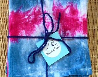 Tea Towels, Kitchen Towels, Dish Towels, Hand Towels Set Shibori Tie Dye by Wave of Life