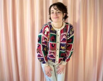 Folk Art Chunky Knit Cotton Cardigan