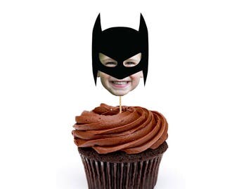 Batman Cupcake Toppers, Batman Birthday Batman decor, Batman party Superhero Party, Spiderman Cupcake, Photo Toppers, Food Picks