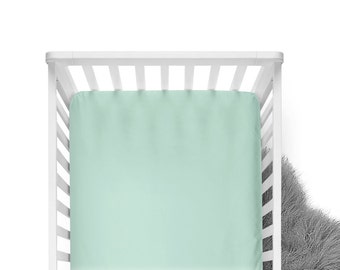 Fitted Crib Sheet - Spearmint- Solid Crib Sheet - Flat Crib Sheet - Crib Sheet - Toddler Sheet - Baby Sheet -Solid Mint Fitted Sheet-Bedding