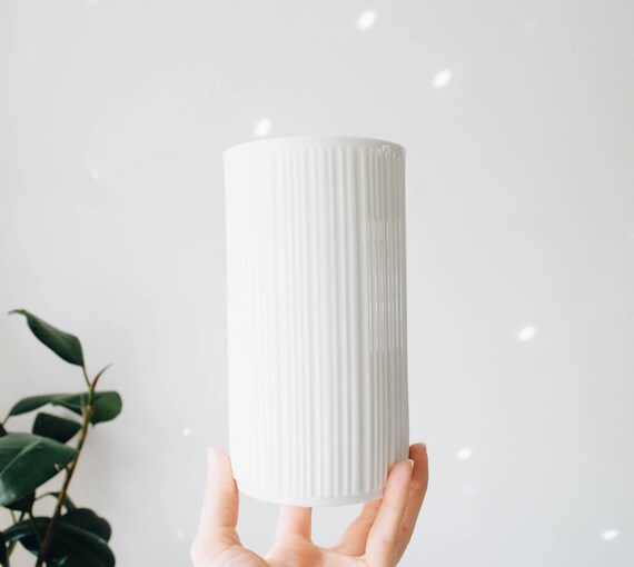 Mid Century Modern Glazed White Porcelain Lined Vase // Melitta Germany // Scandinavian Home Decor
