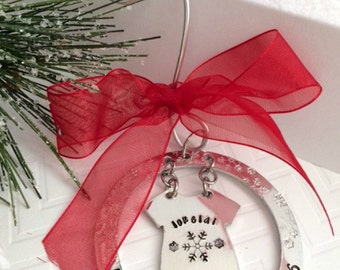 Baby's First Christmas Ornament- Personalized Baby Ornament - Custom Baby Ornaments - Hand Stamped Ornaments - The Charmed Wife - christmas
