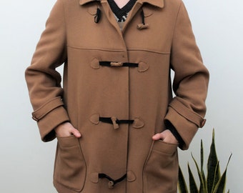 Tan Mixed Wool Duffle Coat Size UK 10/12, US 6/8, EU 38/40