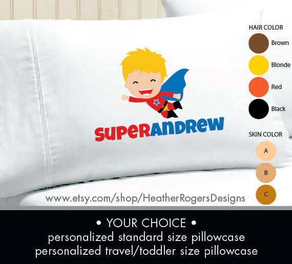 Superhero Pillowcase Boys Personalized Pillow case