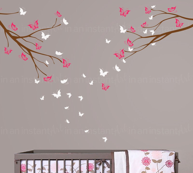 Butterfly Wall Decal and Branches Custom Baby Nursery