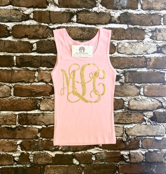 Items similar to Monogram Tank top, Monogrammed Tank Tops, Girls Tank