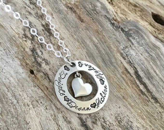 Heart Mom, Name Necklace, Mom Necklace with Kids Names, Mom Necklace, Mom Jewelry, Mom Gifts, Mom Necklace Kids Names, Mother Necklace