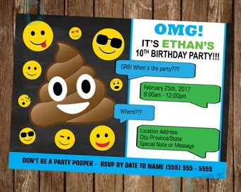 Emoji birthday invitation - Teen Birthday Invitation - Smiley Face Birthday Party - Emoji Invite - Smiley Face Birthday - Emoji Invitation