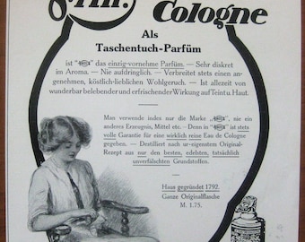 4711, Eau de Cologne, 1912, vintage, ad, original, perfume, cologne, cosmetics, German, advertisement, free shipping, paper, ephemera