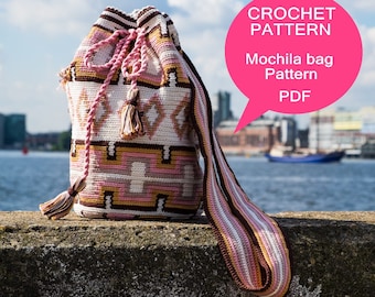 Mochila bag tutorial, Tapestry crochet pattern, Crochet tutorial, Medium size Mochila bag, Digital PDF, Instant download