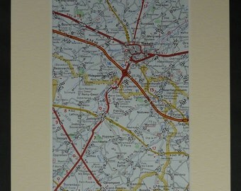 1980s Vintage Belgian Map of Tienen, Hoegaarden Decor, Ramillies Gift, Boutersem Wall Art, Retro Jodoigne Art Perwez Print Gerompont Picture