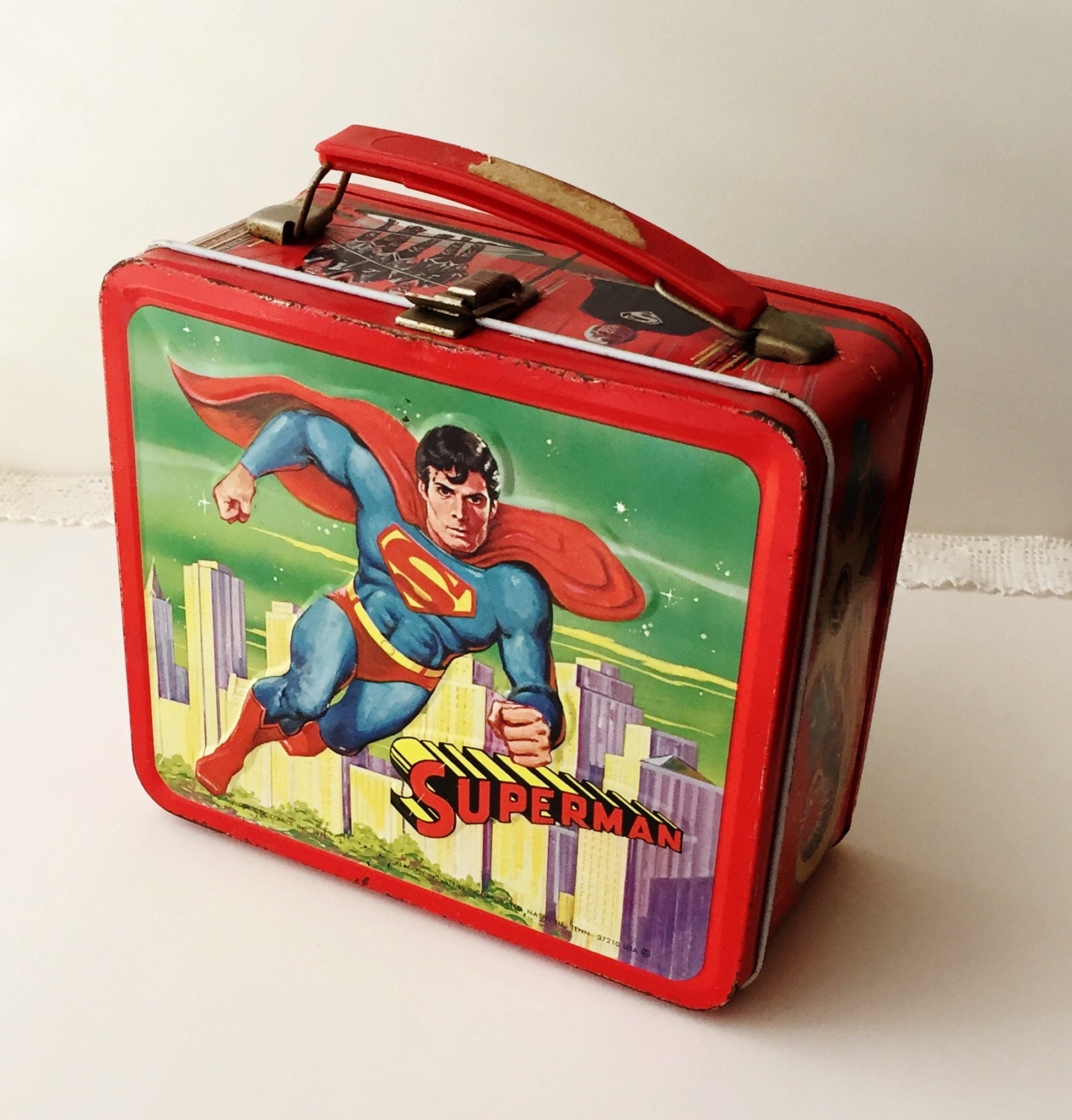 Superman Lunchbox Aladdin Brand Metal Box and Thermos DC