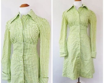 Green gingham dress Etsy