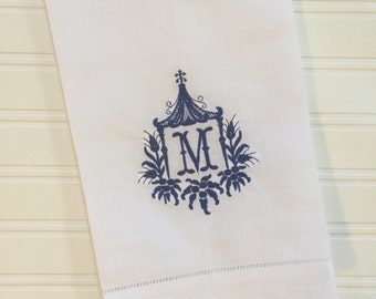 Monogrammed Pagoda Towel Tea Towel Linen Guest Towel Linen Hand Towel