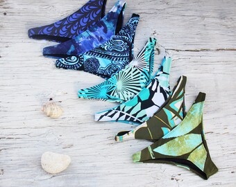 Cheeky Bikini Bottom, Brazilian Thong, Colorful Sexy Cheeky bikini bottom, thong bikini set, burning man bikini, Scrunch Bottom, Swimwear