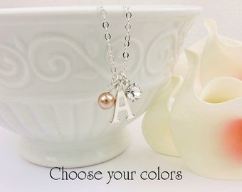 FREE US Ship Best Selling Personalized Swarovski Pearl And Crystal Flower Girl Necklace Flower Girl Gift Birthstone Flower Girl Necklace