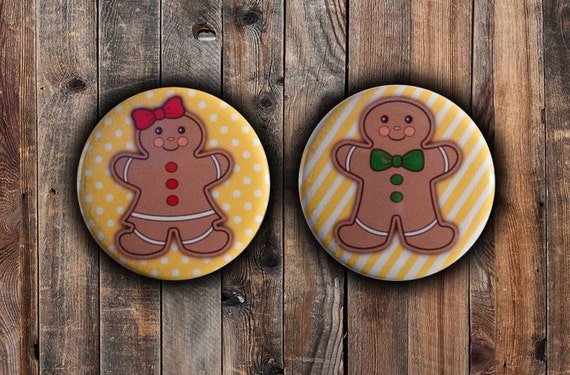 Christmas Gingerbread Gender Reveal Pins Yellow Background 1970