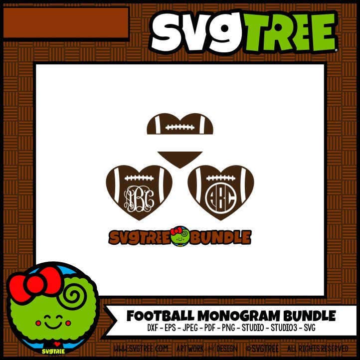 Download Football Monogram SVG Football Heart SVG SVG Bundle Commercial