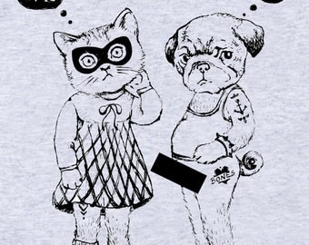 SWEAT-SHIRT "Oh my gosh "/ pug dog/ chat/ adidas/ seduction/ sweat grey/ funny sweat/ awesome illustration/ funny/ Paris/ old school