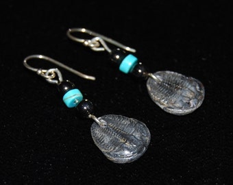 Trilobite Earrings with Accent Beads