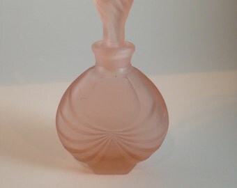 Vintage pink satin glass perfume bottle