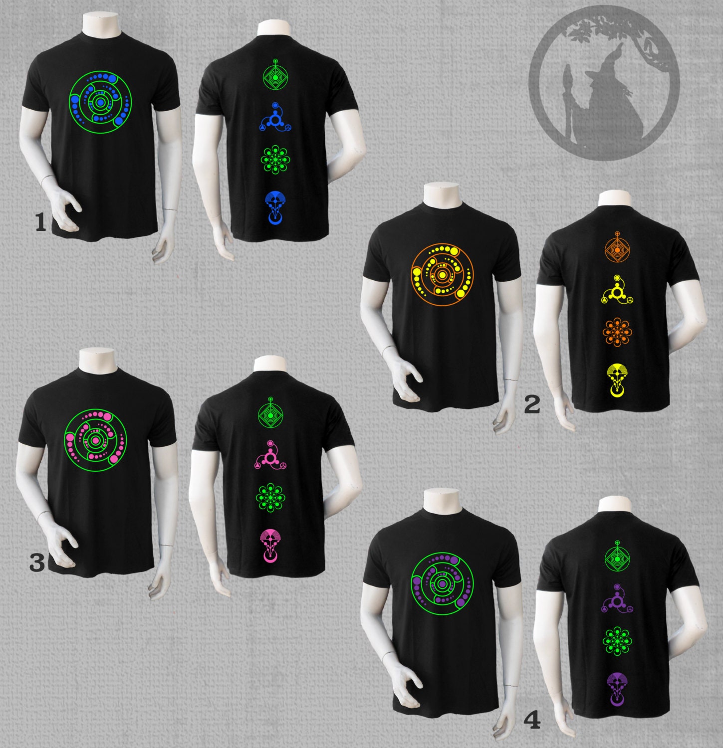 black and neon shirts