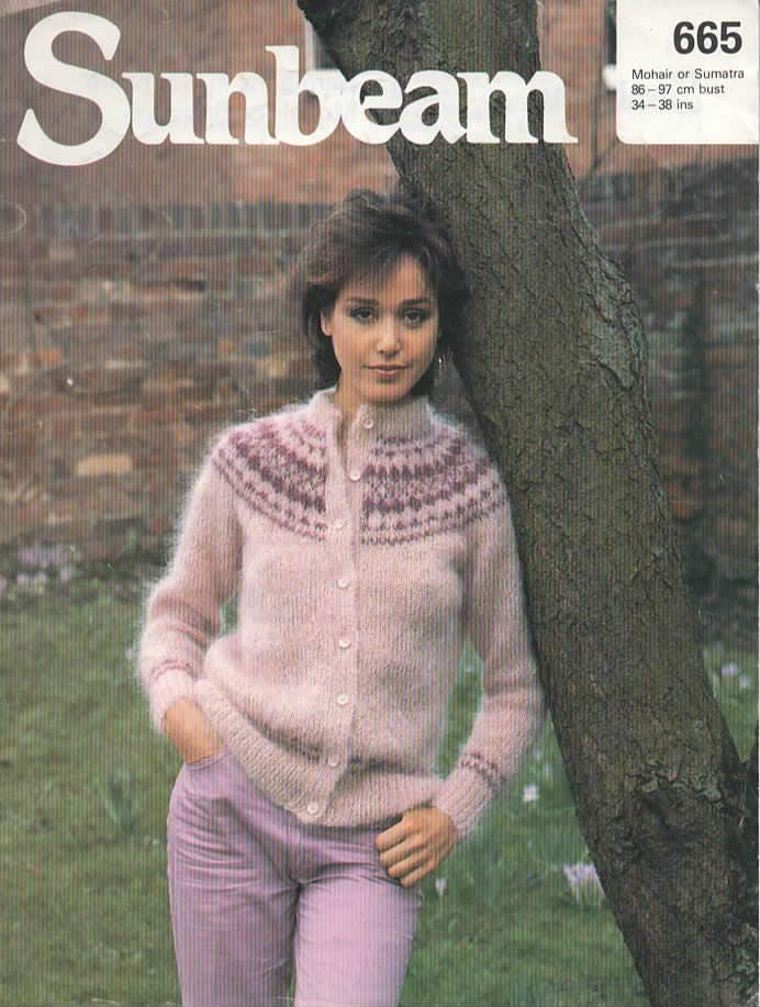 Lady's Mohair Cardigan with Fair Isle Yoke, Sunbeam 665, Original ...