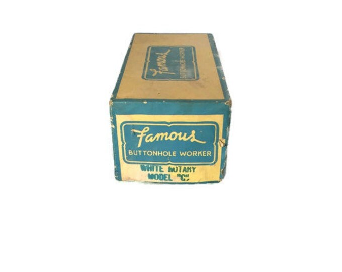 Vintage Famous Buttonhole Worker - Lenox Manufactoring Company White Rotary Model C - w. Original Box & Instructions,