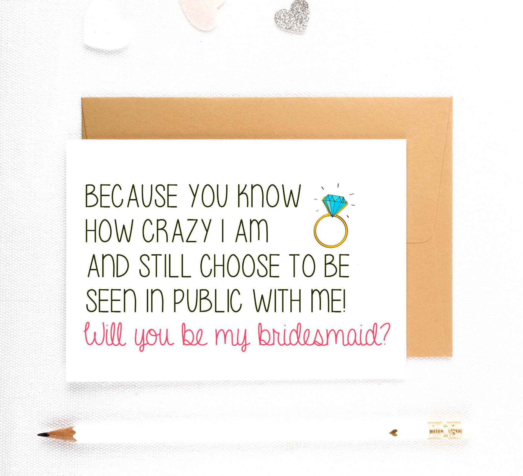 Funny Bridesmaid Proposal Card Funny Asking Card Bridesmaid