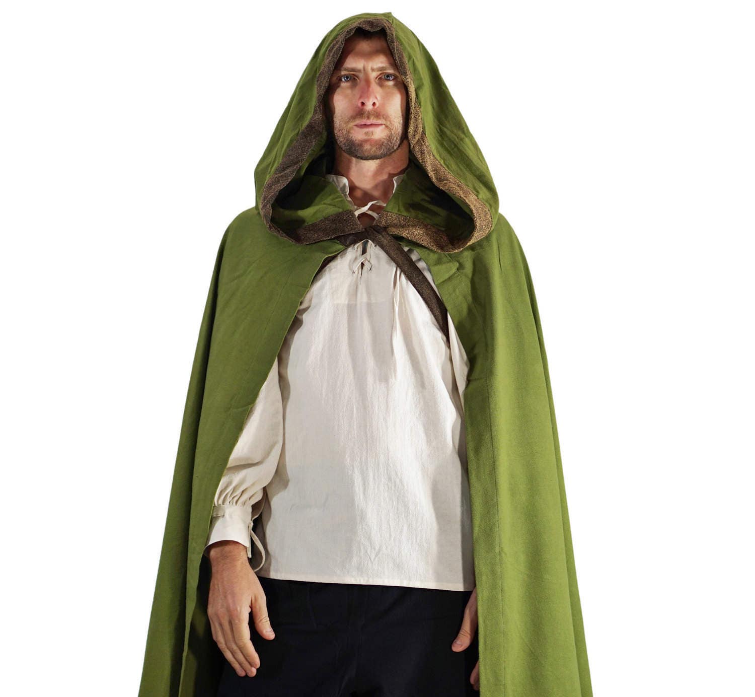 HOODED CLOAK With trim and ties. Shawl Cape Jedi Robe