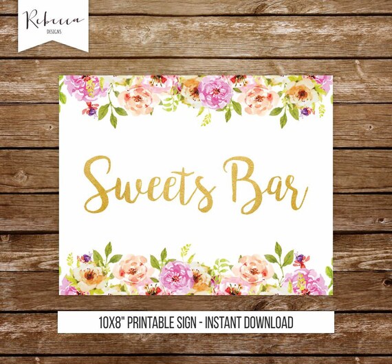Sweets Bar Sign Printable Sign Candy Bar Sign Wedding Sign