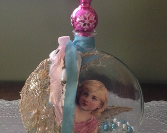 Altered Vintage Style Angel Bottle