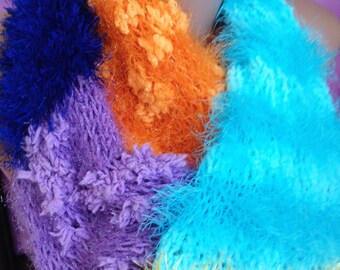 Rainbow knit scarf/ Christmas gift/ Rainbow crochet scarf/ Fluffy knit scarf/ Extra long scarf/ Winter Warm knit scarf/ Bohemia neck warmer