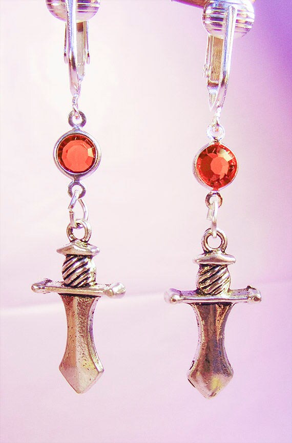 DAGGER EARRINGS dagger jewelry medieval earrings dagger